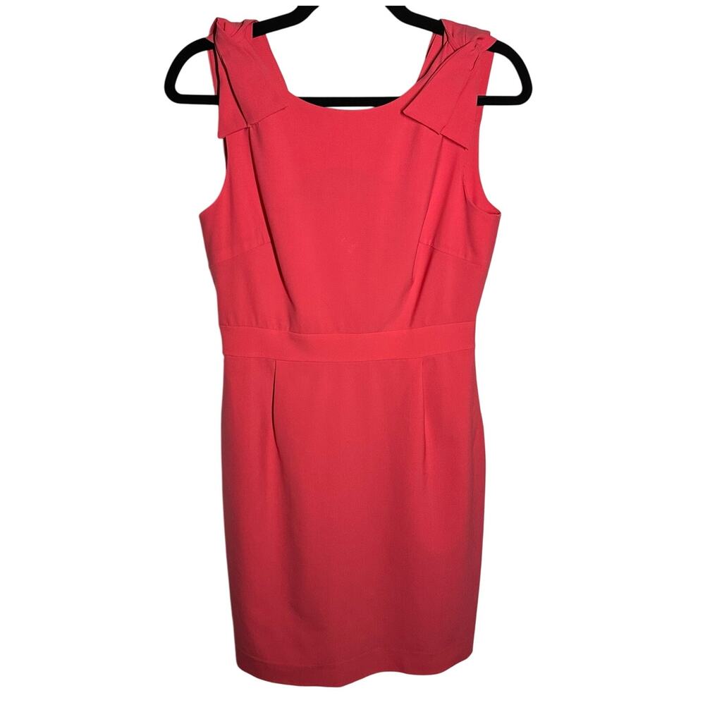 J. Crew Pink Origami Bow Sheath Dress Stretch Wool Blend Size 4 Career Business
